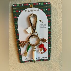True to Form Christmas Baking Charm Keychain with Gold Accents